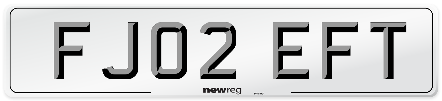 FJ02 EFT Number Plate from New Reg